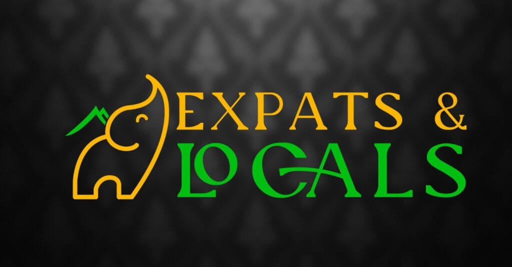 Chiang Mai Expats & Locals Facebook group logo with a yellow elephant and mountain over a dark patterned background