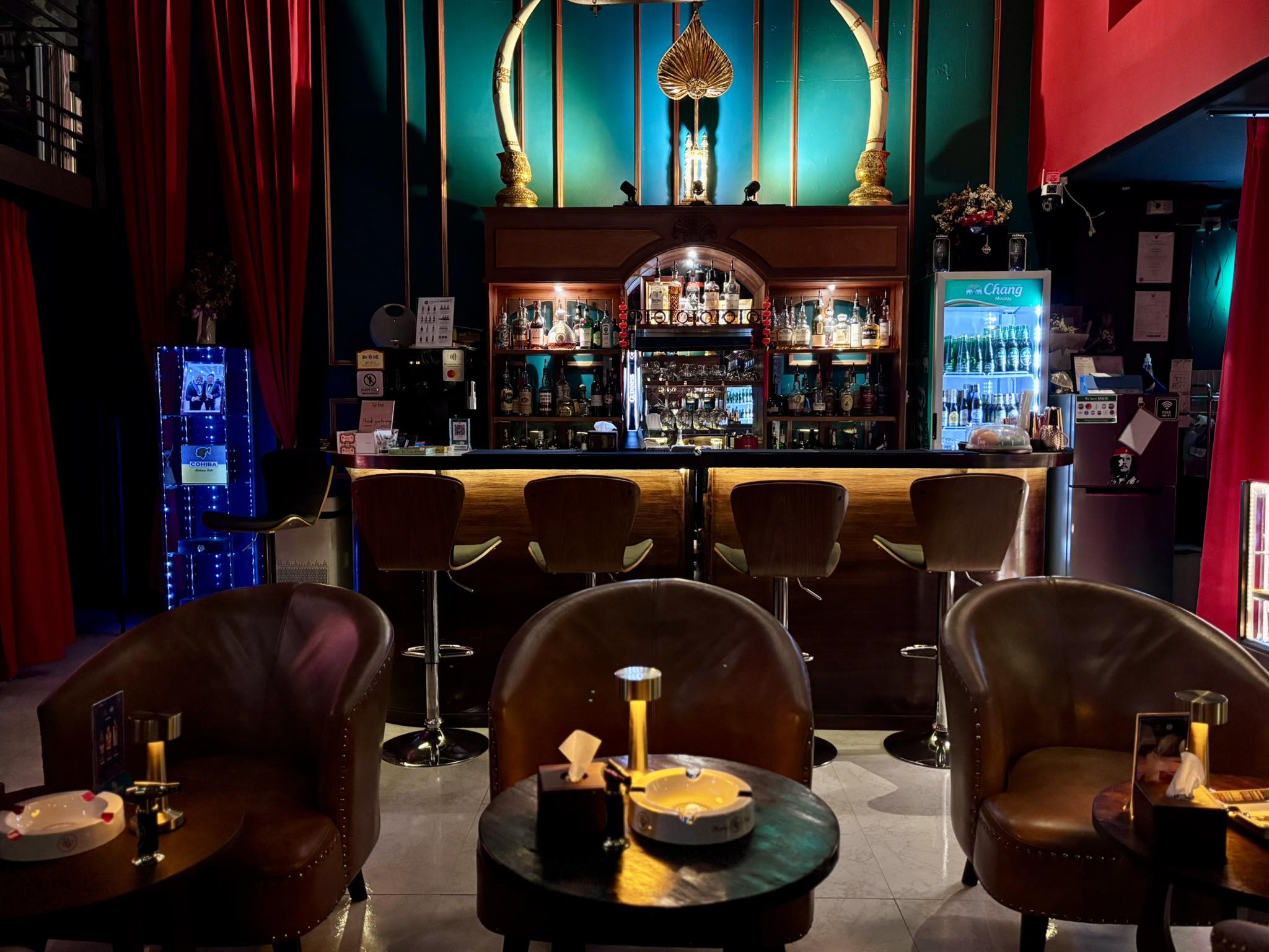 Interior of CNX Cigars cigar bar and lounge on Nimmanhaemin Road, Chiang Mai