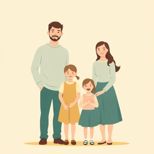 Couple + 2 kids household icon